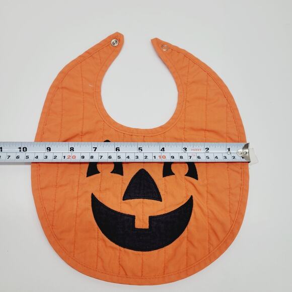 Vtg 1995 Pumpkin Jack-O-Lantern Playskool Baby Bib Snap Closure Cloth Embroidery - Picture 6 of 6